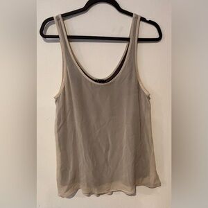 Theory Taupe Double-Layer Silk-Cami Tank